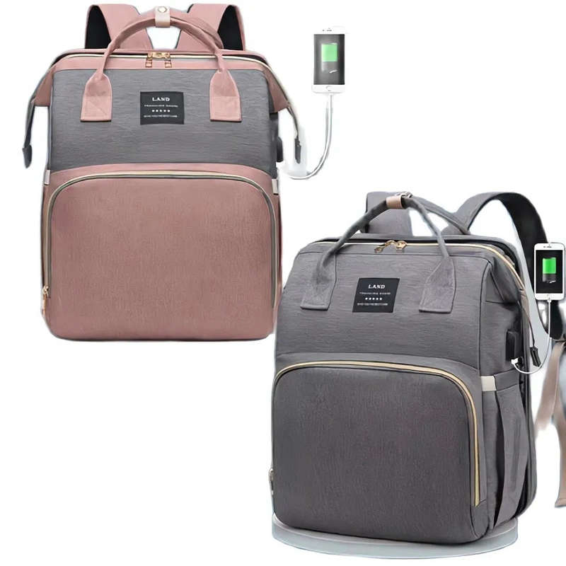 Baby Bag Bed 2 in 1 Mom Nursery Travel Bag