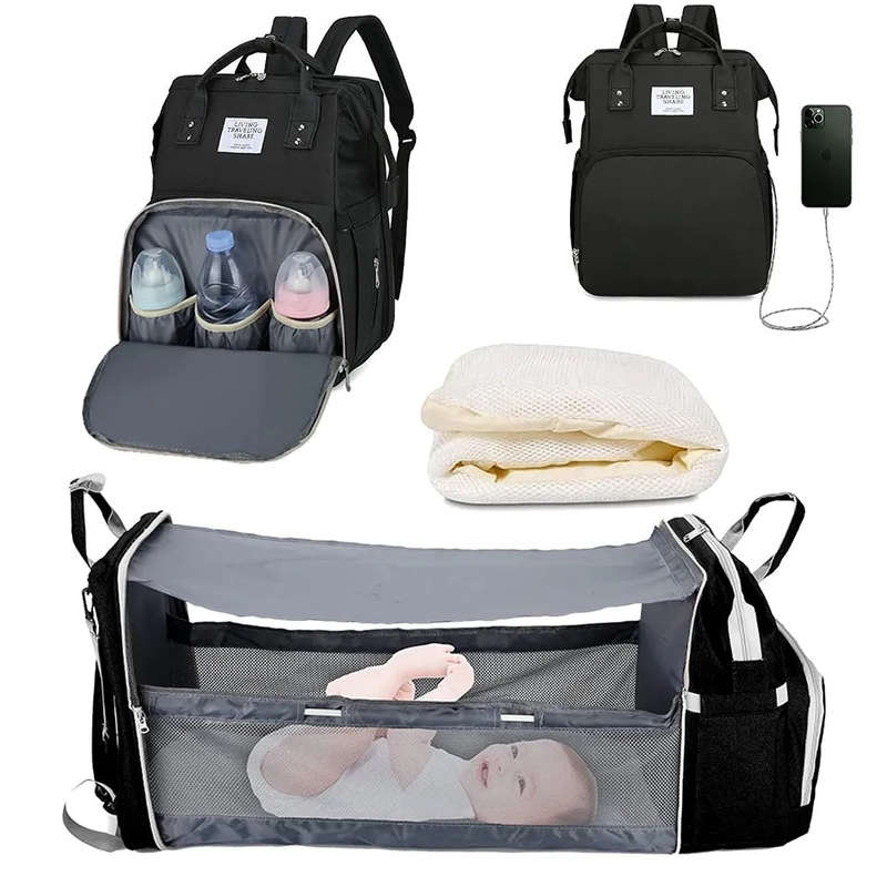 Baby Bag Bed 2 in 1 Mom Nursery Travel Bag
