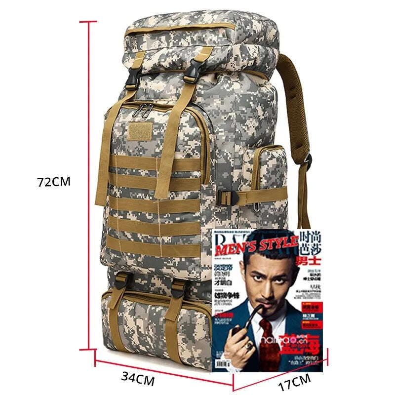 80L Hiking Military Outdoor Backpack For Tactical Fishing Activities