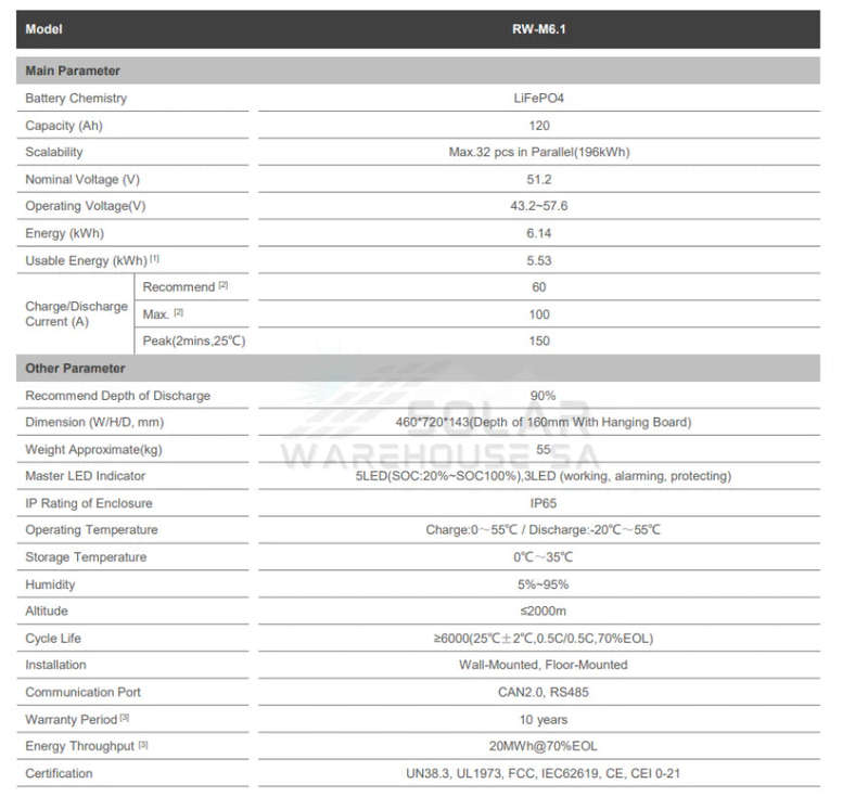 DEYE 6.14KWH LITHIUM-ION BATTERY