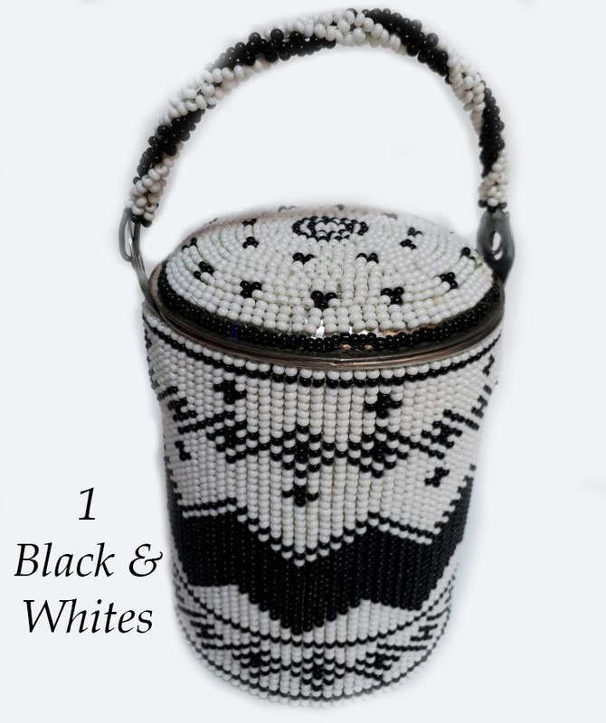Beaded Tin Can Ibhekile - 1 Black & Whites