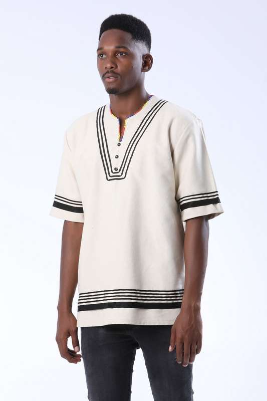 Boys Traditional Beaded Xhosa Shirt - Long Sleeve