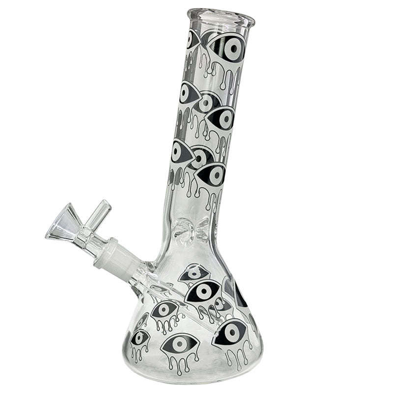 BG019: Clear Glass Bong (Ice bong) - 22cm / Green / Glass
