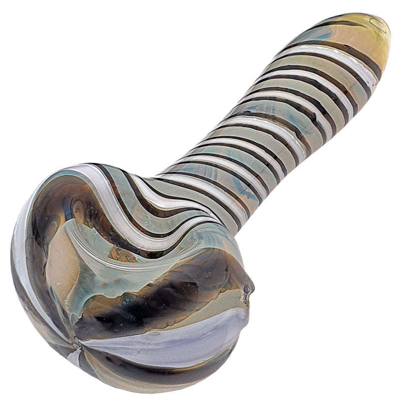 Glass smoking spoon pipe - 8cm / White & Green / glass