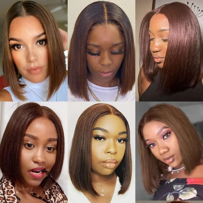 Color #4 Chocolate Brown Full frontal wig - 10 inch