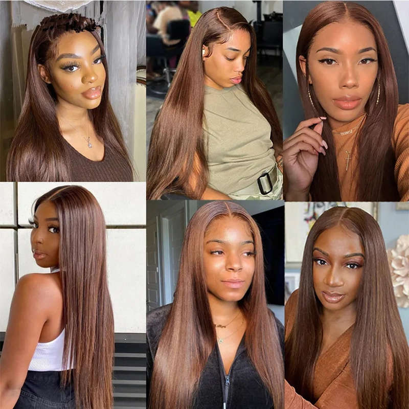 Color #4 Chocolate Brown Full frontal wig - 10 inch