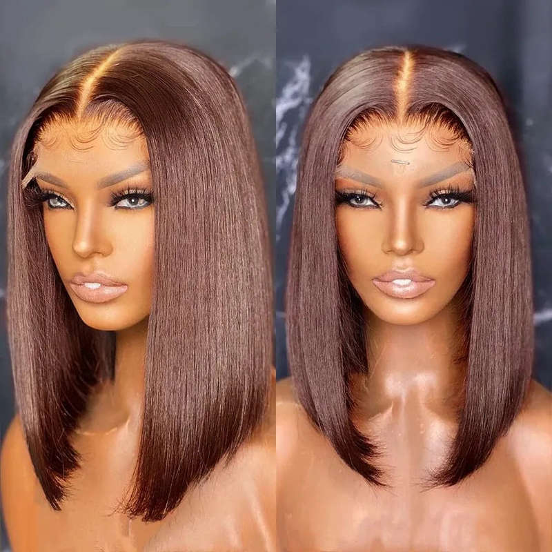 Color #4 Chocolate Brown Full frontal wig - 10 inch