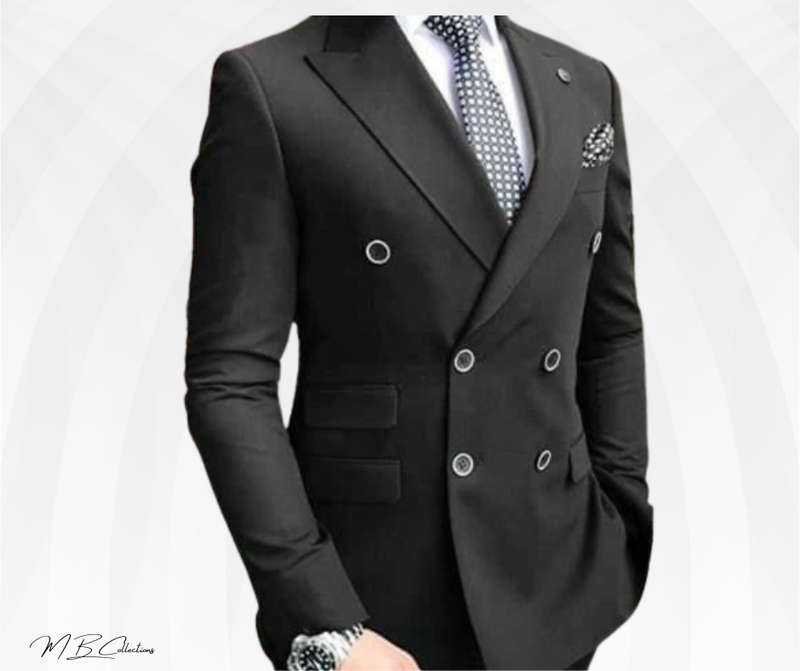 2 piece double breasted suit - Black / 28