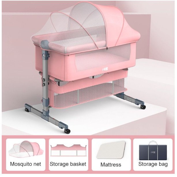 Bedside Bassinet, Bedside Sleeper, Bedside Crib with Storage Basket, Easy Folding Portable Crib, ...