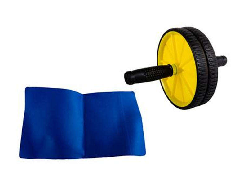 Pulse Active - Fitness Ab Wheel - Dual Wheel - Black & Yellow - 26cm x 17cm
