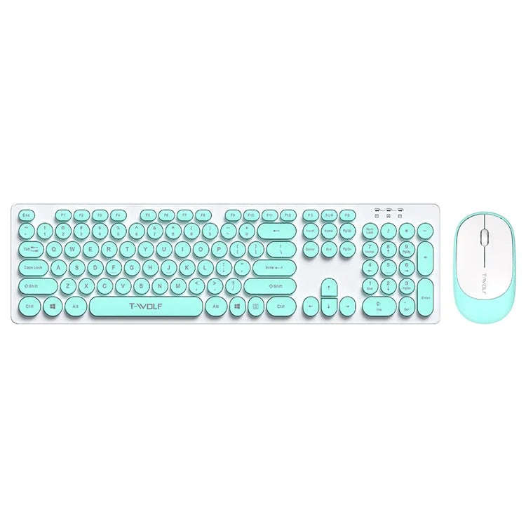 T-WOLF TF770 Wireless Keyboard and Mouse Combo 104 Key Low-Noise Keyboard with Cute Keycaps - Bab...