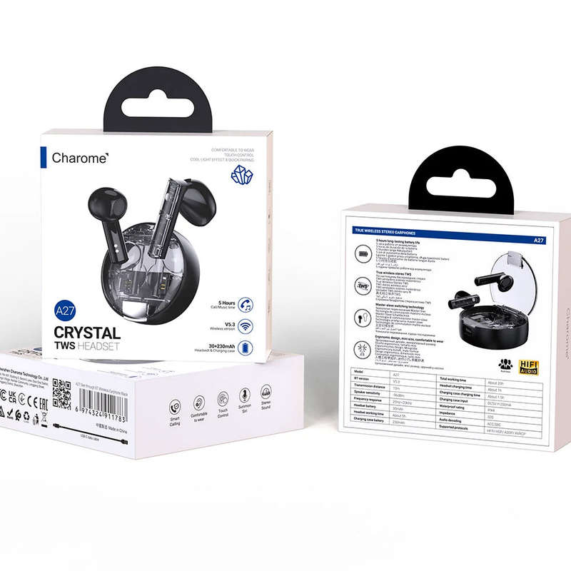 A27 See-through TWS BT Earbuds-Black