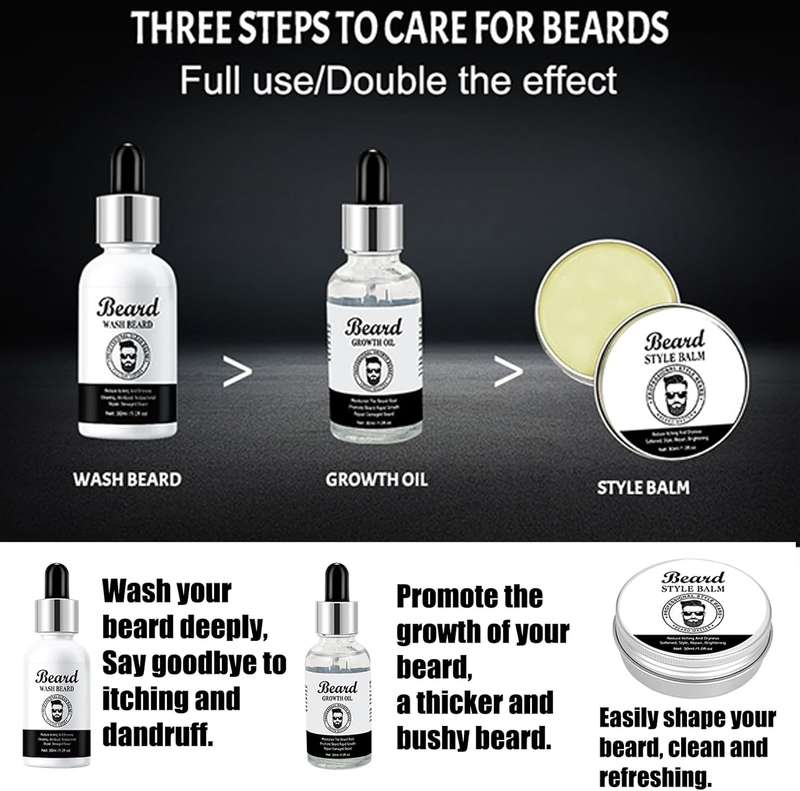Beard Grooming Kit For Men, Stocking Fillers For Men With Beard Shampoo,Beard Growth Oil,Balm, Va...
