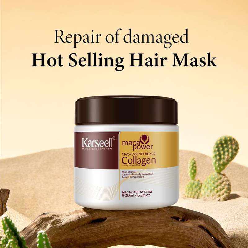 Karseell Collagen Hair Mask Maca Power, Deep Repair Hair Treatment Mask for Dry Damaged Hair All ...