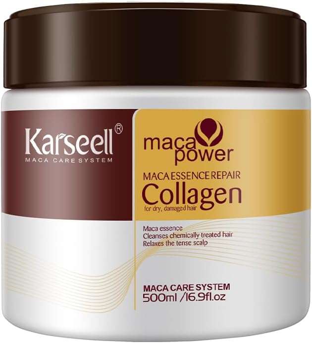 Karseell Collagen Hair Mask Maca Power, Deep Repair Hair Treatment Mask for Dry Damaged Hair All ...