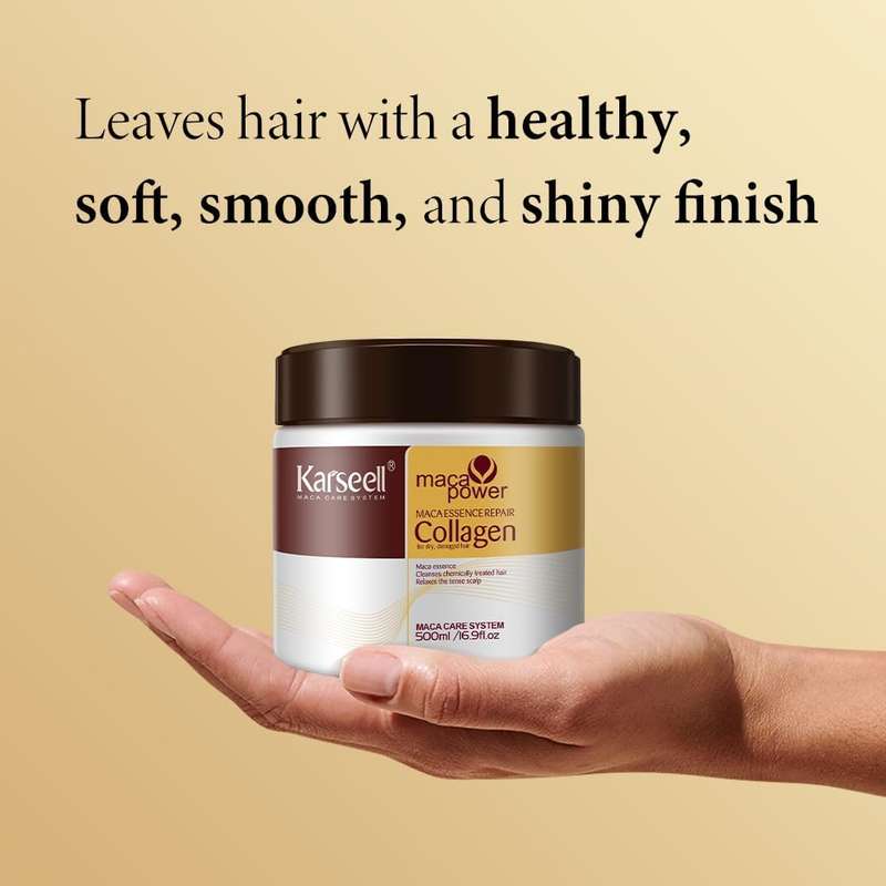 Karseell Collagen Hair Mask Maca Power, Deep Repair Hair Treatment Mask for Dry Damaged Hair All ...
