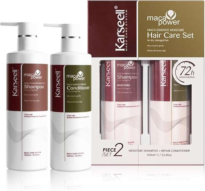 Karseell Moisturizing Shampoo and Conditioner Set, Maca Essence Hair Care Set Argan Oil Hair Trea...