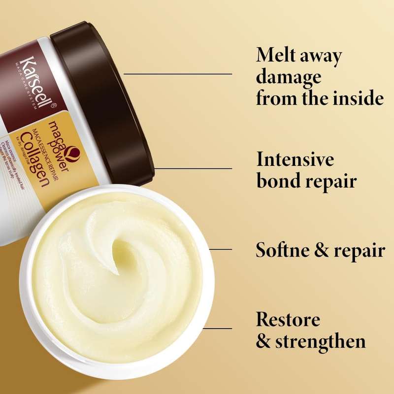 Karseell Collagen Hair Mask Maca Power, Deep Repair Hair Treatment Mask for Dry Damaged Hair All ...