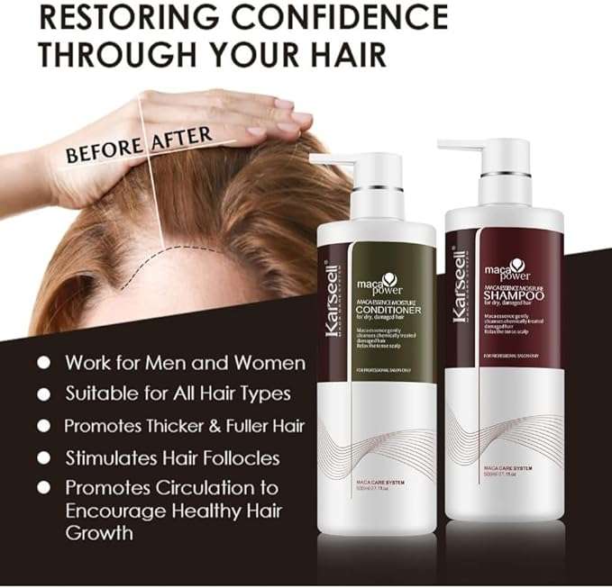 Karseell Hair Repair Set with Shampoo, Conditioner, and Maca Collagen Mask Plus Argan Oil for Dry...