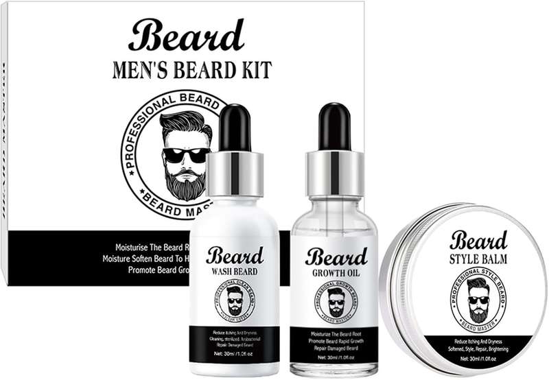 Beard Grooming Kit For Men, Stocking Fillers For Men With Beard Shampoo,Beard Growth Oil,Balm, Va...