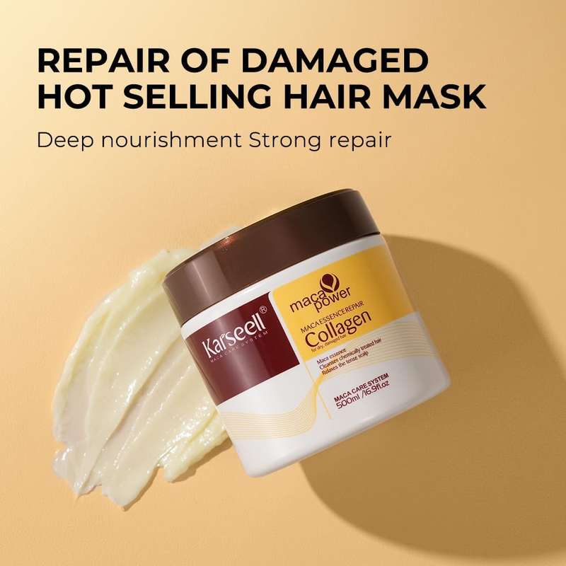 Karseell Collagen Maca Essence Repair Set, Collagen Hair Mask 500ml & Maca Essence Hair Oil 50ml,...