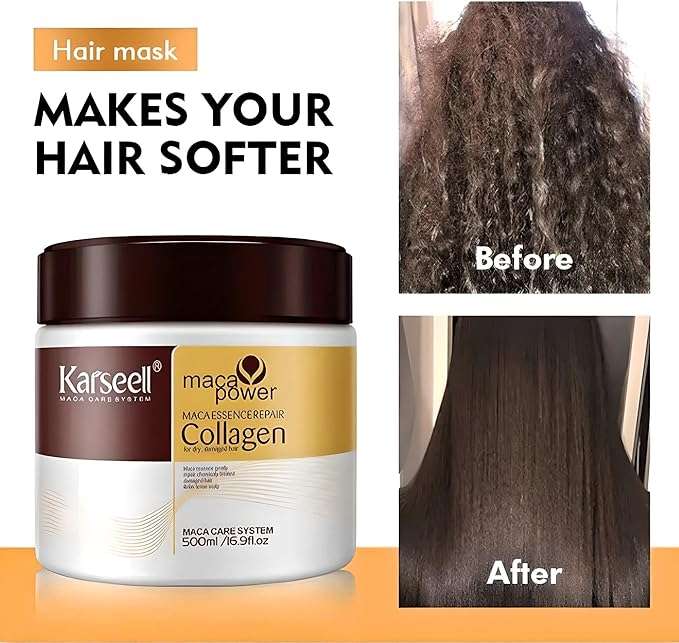 Karseell Hair Repair Set with Shampoo, Conditioner, and Maca Collagen Mask Plus Argan Oil for Dry...