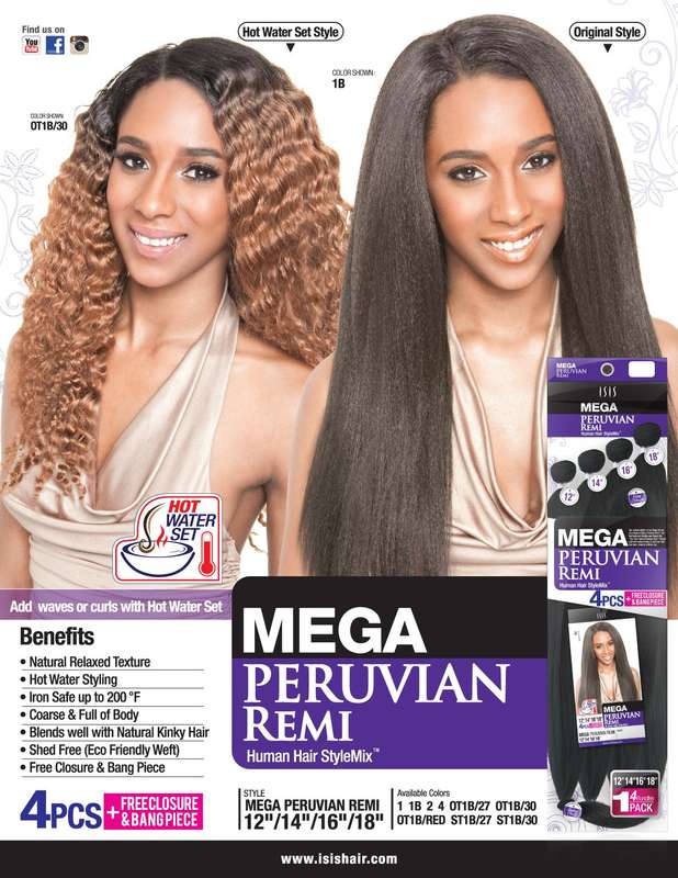 Weaves | Mega Peruvian - 100% Human Hair Stylemix (Multi Pack) |12"14"16"18" / 1B