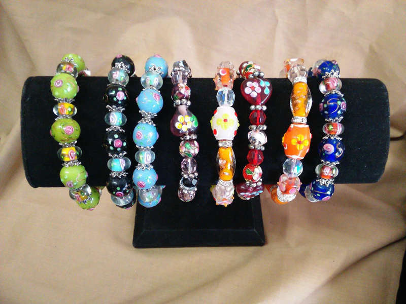 GLASS BEADED BRACELET - glass beaded bracelet BR0003C GREEN