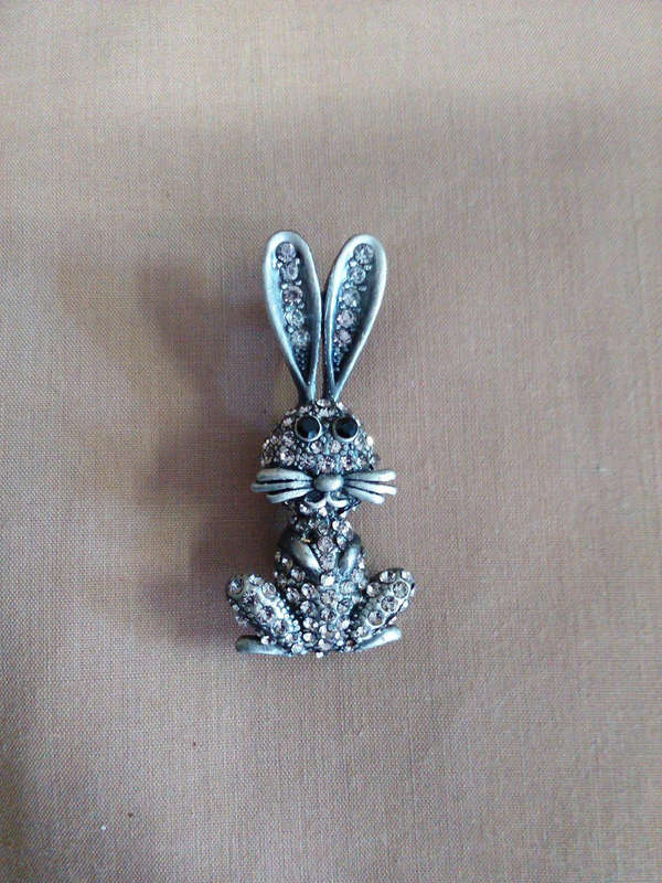 Large bling rabbit brooch