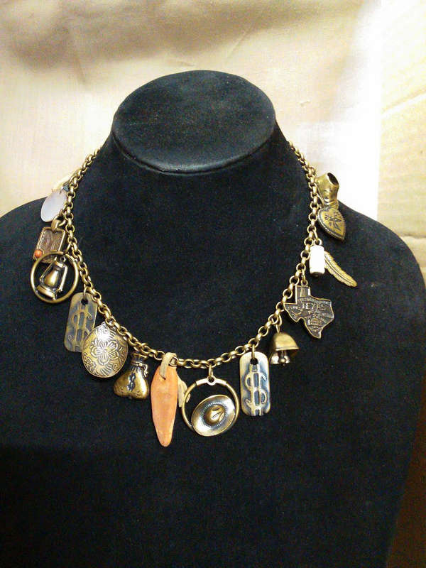 Reminiscence antique looking charm necklace