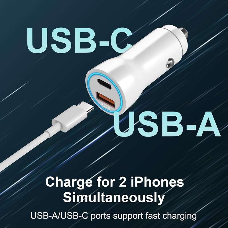 ZS - 45W Dual Port Fast Car Charger - White