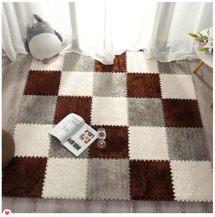 ZS - 10 Pieces Fluffy Puzzle Foam Floor Mat - Beige