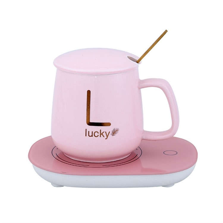 ZS - Ceramic Coffee Cup with Heating Pad - Pink
