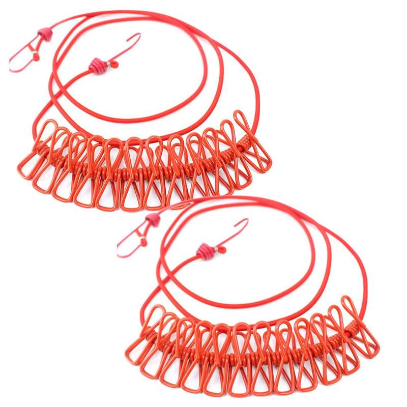 ZS - Camping Home Laundry Line Elastic Clothesline - Red