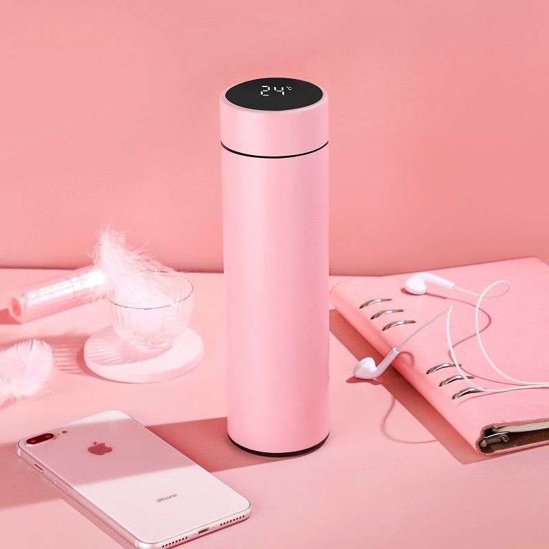 ZS - 500ml Vacuum Flask with LED Temperature Display - Pink