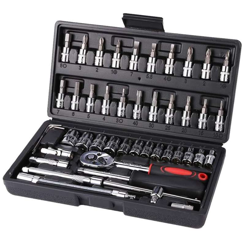 46 Pieces 1/4-Inch Socket Set - Black