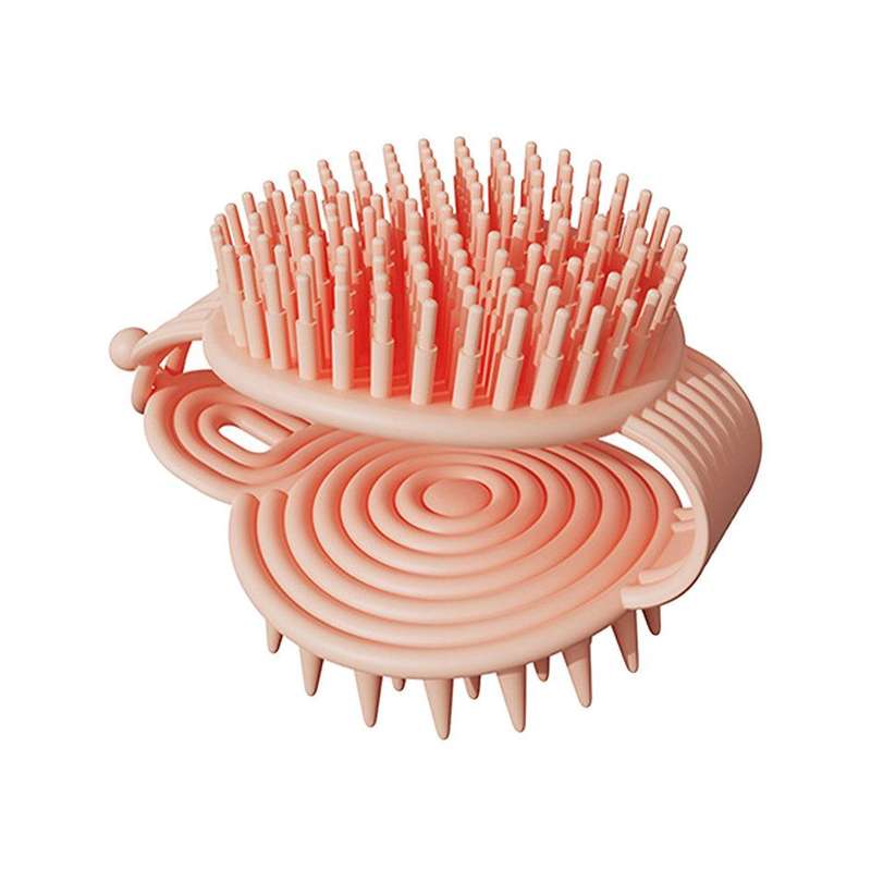 ZS - 2 in 1 Silicone Scrub Brush Scalp Massager Shampoo Brush - Pink