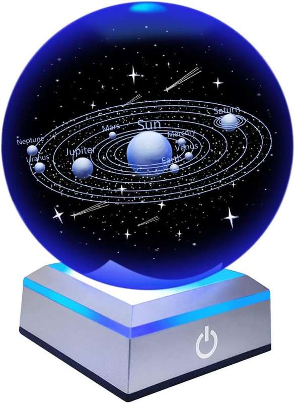 ZS - 8cm 3D Crystal Ball with Colour Changing Light Up Base - Galaxy