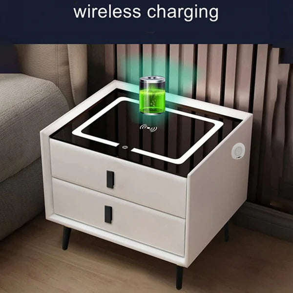 ZS - SMART SIDE TABLE WITH WIRELESS CHARGING STATION Nightstand - Gray