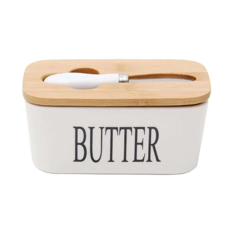 ZS - Ceramic Butter Jar with Butter Knife - Black