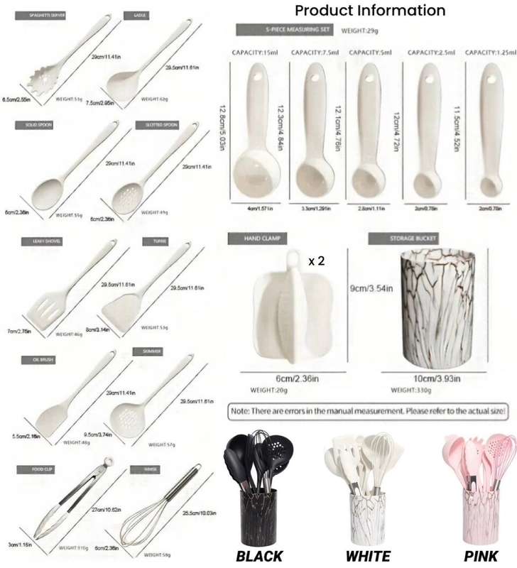 ZS - 18 Pcs Silicone Kitchen Tools Utensils - Pink
