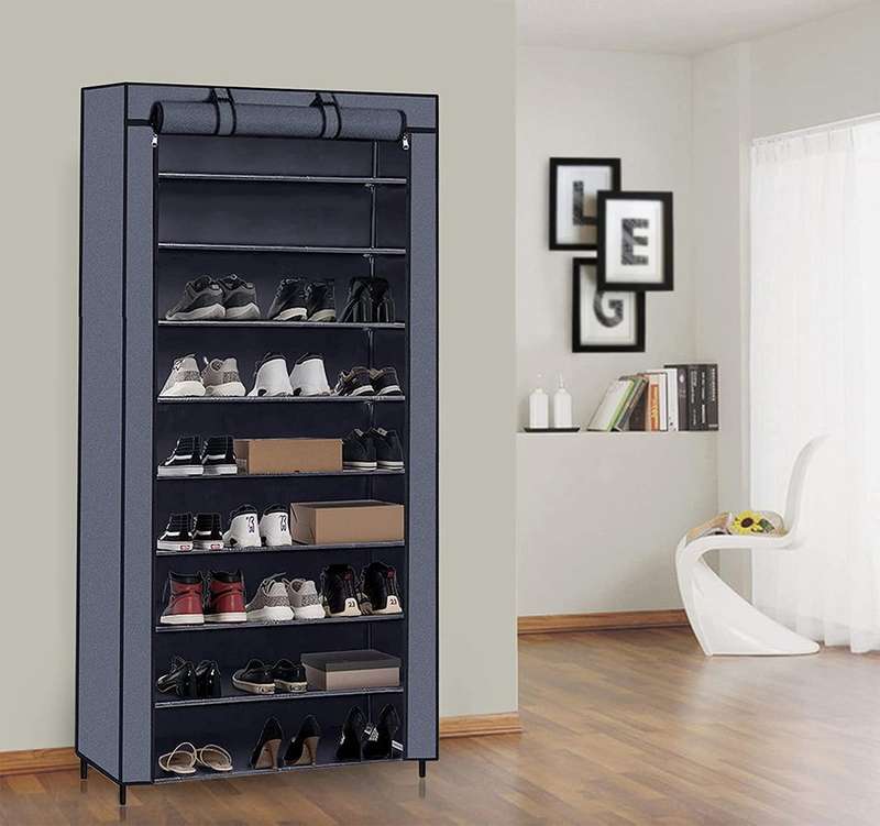 ZS - 9 Tier Fabric Shoe Cabinet - Gray