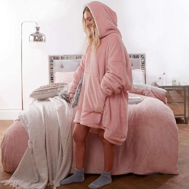 ZS - Huggle Hoodie Ultra Plush Blanket, One Size - Navy