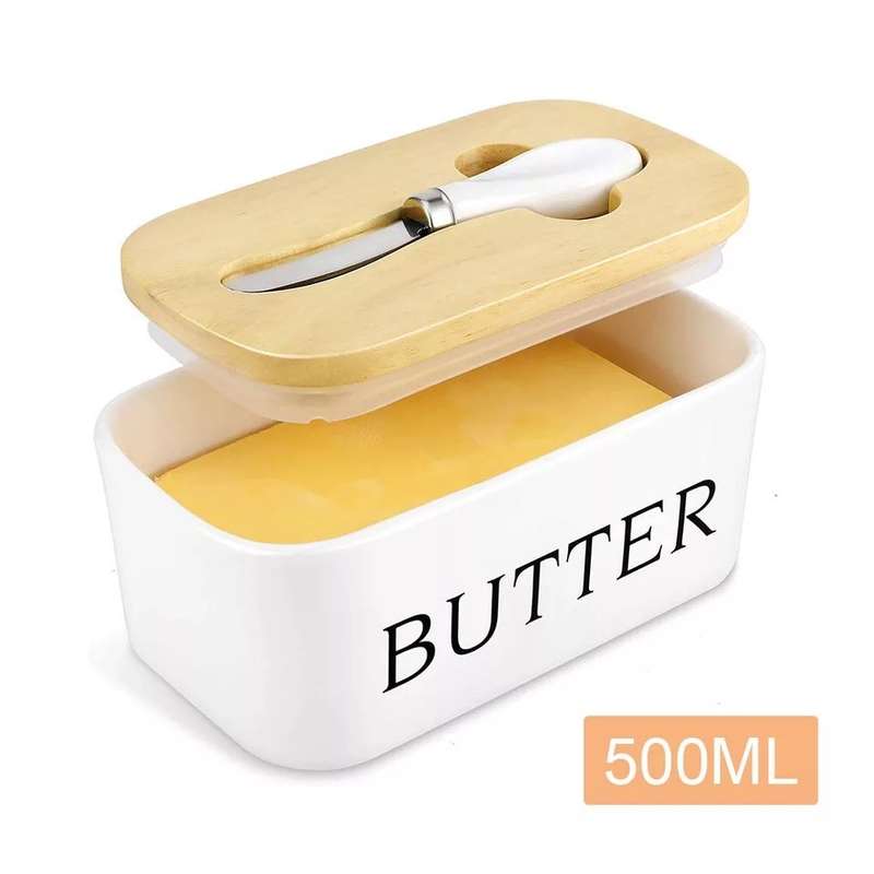 ZS - Ceramic Butter Jar with Butter Knife - Black