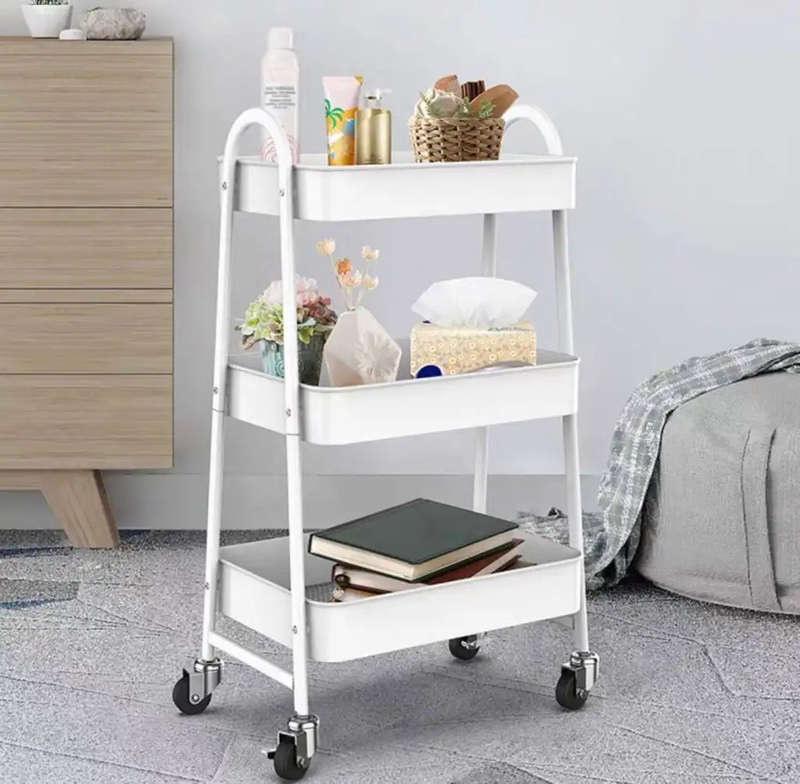 ZS - 3 Tier Metal Storage Trolley Storage Cart Serving Trolley - Black