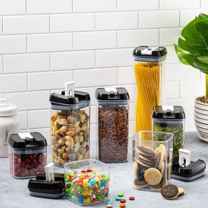 ZS - 7 Pieces Of Air-Tight Sealed Food Storage Container Set - Black