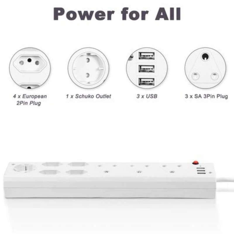 ZS - 9 Way Multi Plug with 3 USB Ports P-09 USB