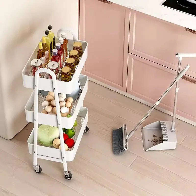 ZS - 3 Tier Metal Storage Trolley Storage Cart Serving Trolley - Black