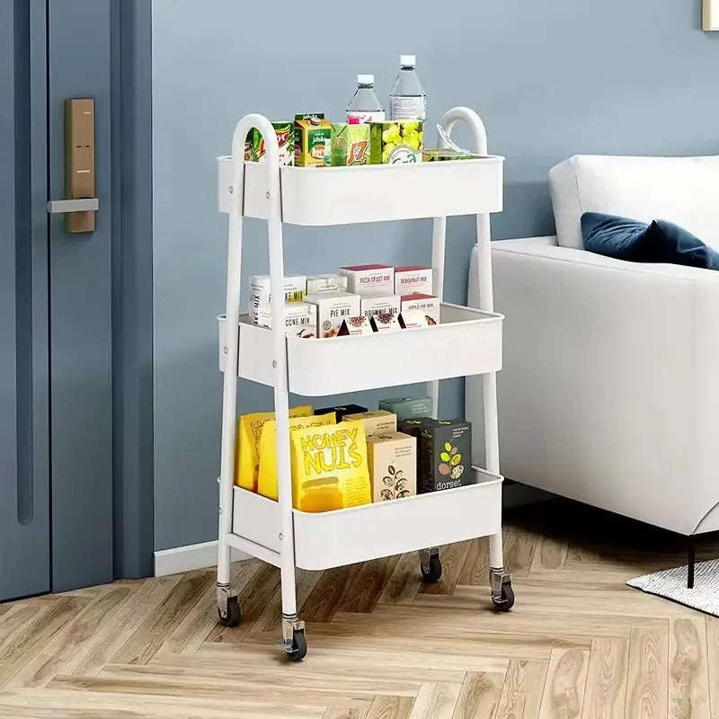 ZS - 3 Tier Metal Storage Trolley Storage Cart Serving Trolley - Black