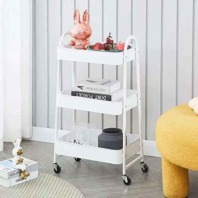 ZS - 3 Tier Metal Storage Trolley Storage Cart Serving Trolley - Black